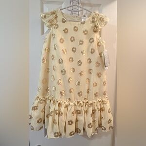 Disney Snow White Gold Patterned Kids Dress NWT 7/8